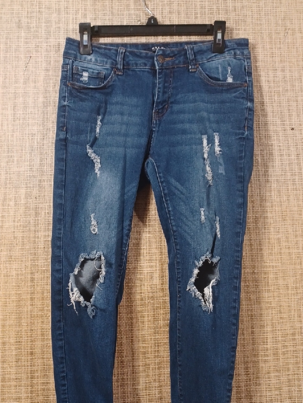Wax Jean Dark Blue Distressed Skinny Jeans